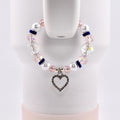 Navy Blue, Pink, White and Silver Tumbler Handle Charm Bracelet