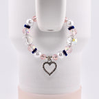 Navy Blue, Pink, White and Silver Tumbler Handle Charm Bracelet
