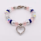Navy Blue, Pink, White and Silver Tumbler Handle Charm Bracelet