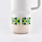 Coastal Teal Bracelet Collection: Dark Blue Green Beaded Bracelets with Silver Accents