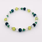 Coastal Teal Bracelet Collection: Dark Blue Green Beaded Bracelets with Silver Accents