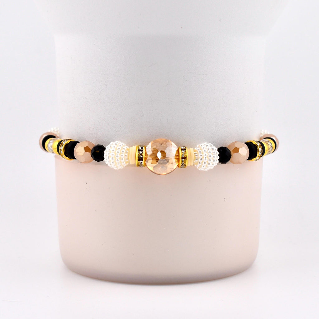 Wild Blooms Bracelet Collection: Black, Cream and Gold Beaded Bracelets
