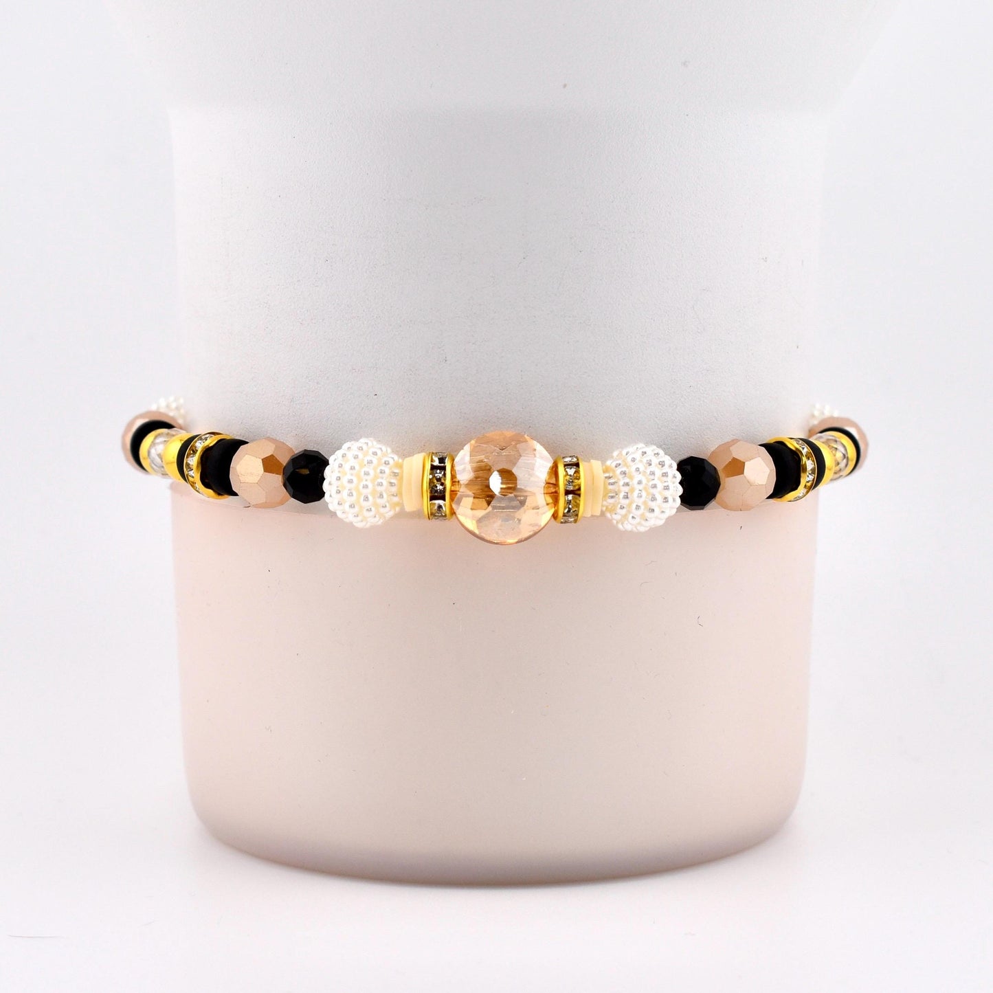 Wild Blooms Bracelet Collection: Black, Cream and Gold Beaded Bracelets