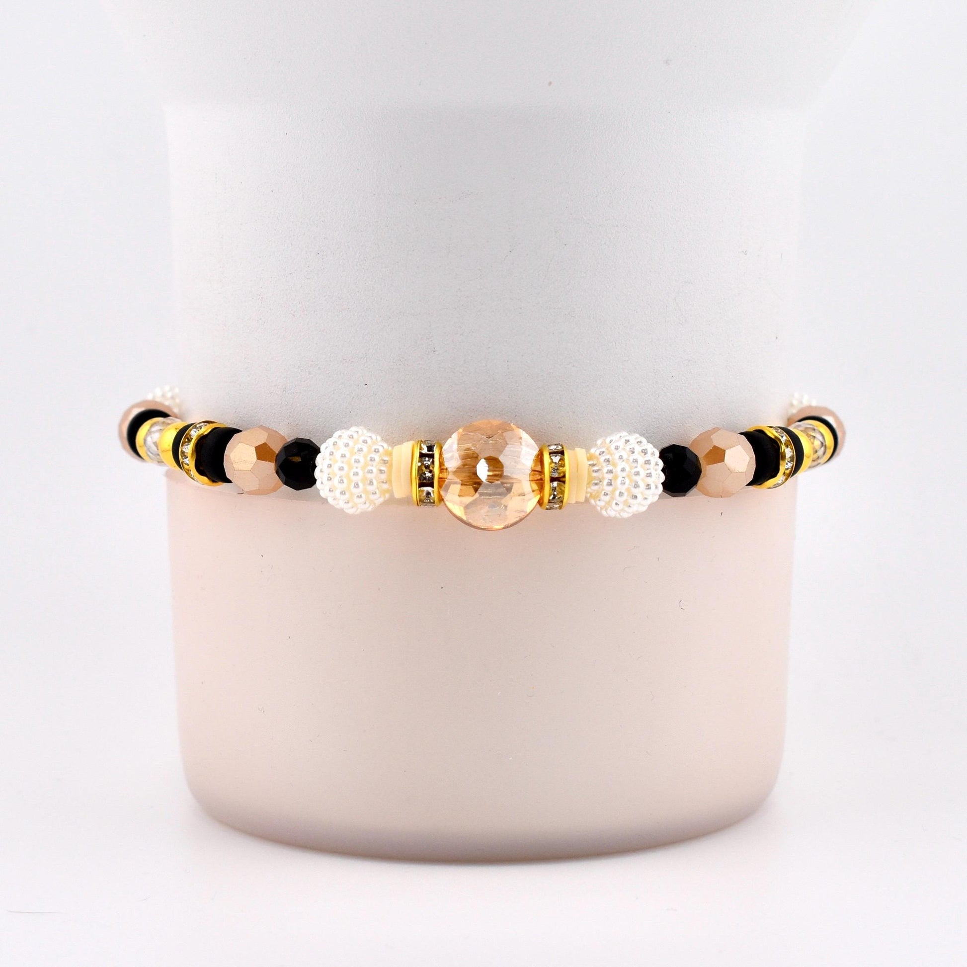 Wild Blooms Bracelet Collection: Black, Cream and Gold Beaded Bracelets