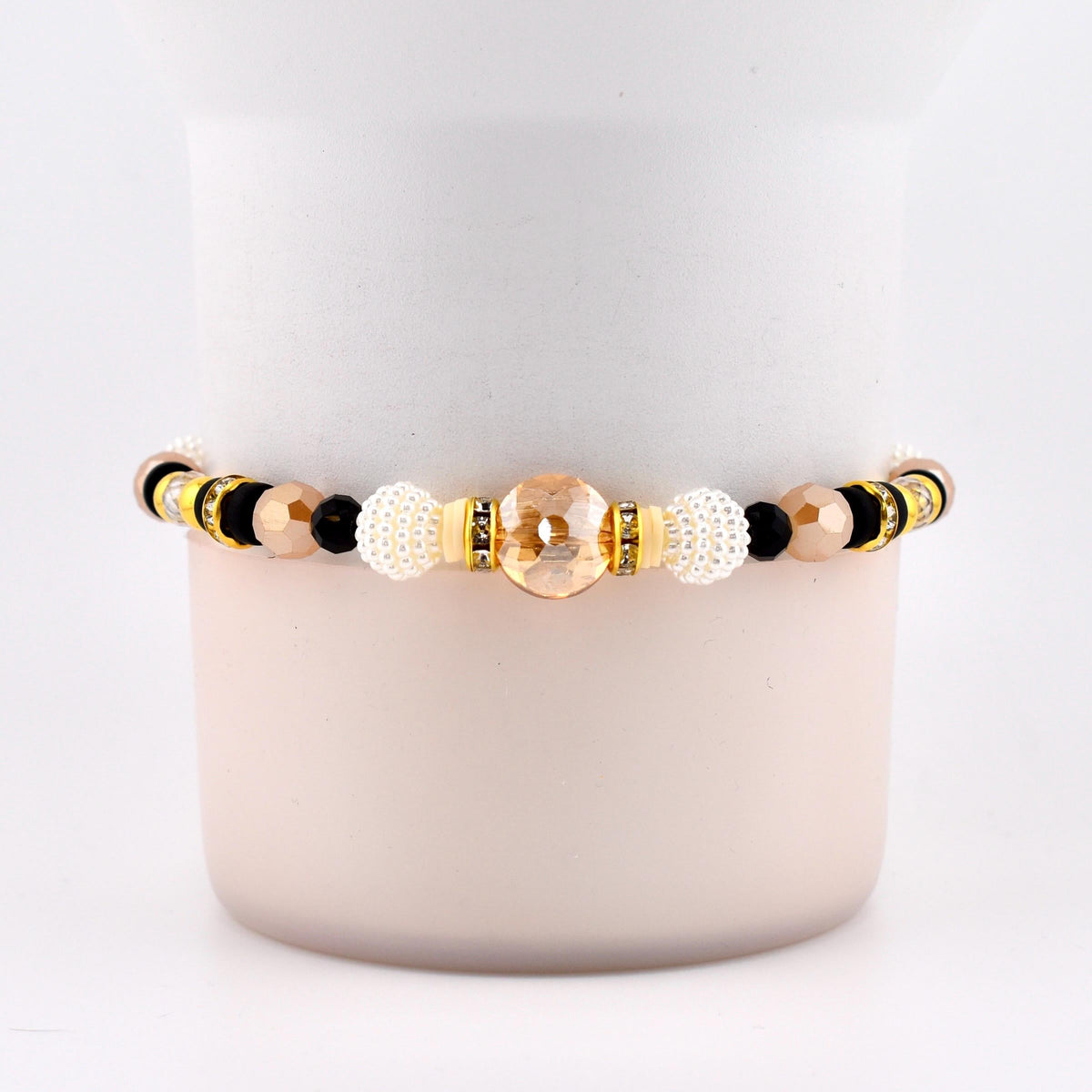 Wild Blooms Bracelet Collection: Black, Cream and Gold Beaded Bracelets