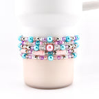 Sea Glass Plume Bracelet Collection: Blue, Pink and Purple Beaded Bracelets