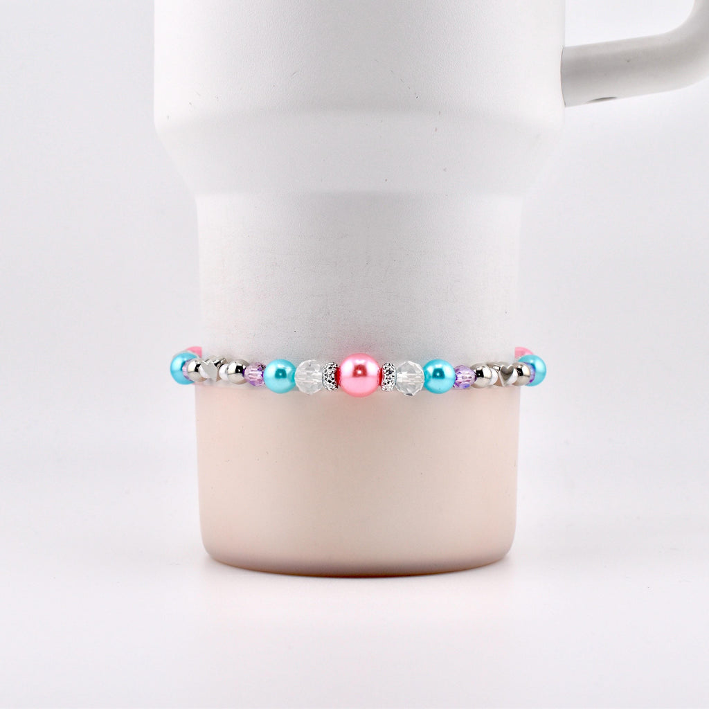 Sea Glass Plume Bracelet Collection: Blue, Pink and Purple Beaded Bracelets