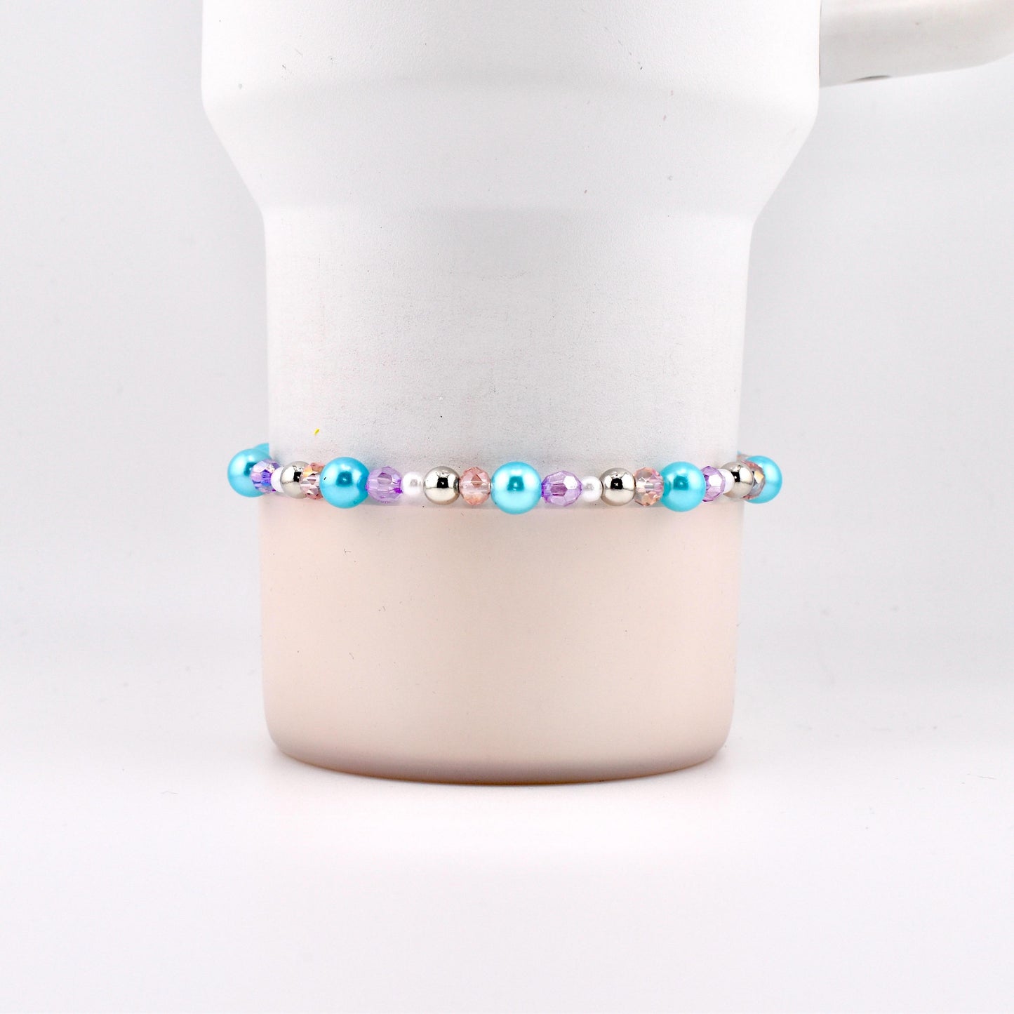 Sea Glass Plume Bracelet Collection: Blue, Pink and Purple Beaded Bracelets
