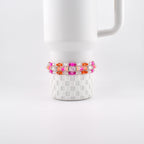 Pink Ginham Bracelet Collection: Pink and Orange Beaded Stretch Bracelets