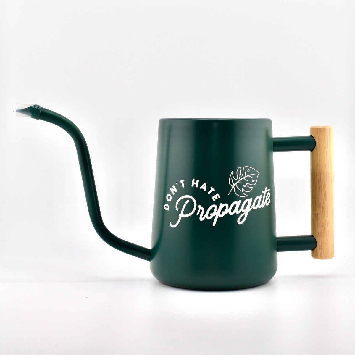 Metal Watering Can with Don't Hate Propagate and Monstera Leaf Design
