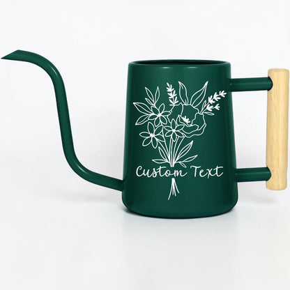 Personalized Watering Can with Floral Bouquet and Customizable Name or Word Design