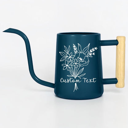 Personalized Watering Can with Floral Bouquet and Customizable Name or Word Design