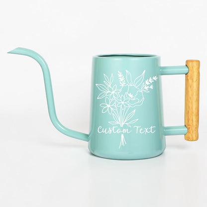 Personalized Watering Can with Floral Bouquet and Customizable Name or Word Design