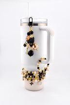 Wild Blooms Flower Charm Bracelet Collection: Black, Cream and Gold Beaded Bracelets