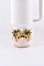 Wild Blooms Flower Charm Bracelet Collection: Black, Cream and Gold Beaded Bracelets