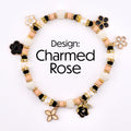 Wild Blooms Flower Charm Bracelet Collection: Black, Cream and Gold Beaded Bracelets