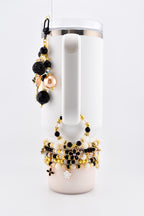 Wild Blooms Tumbler Handle Bracelet: Handle Charm with Black and Gold Daisy