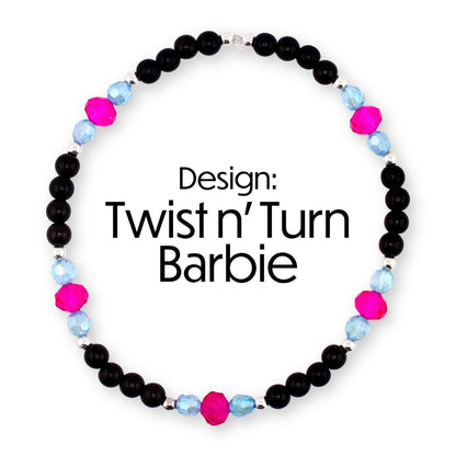 Barbie 1959 Collection Beaded Bracelets: Pink, Black, White, Blue, Silver Accents