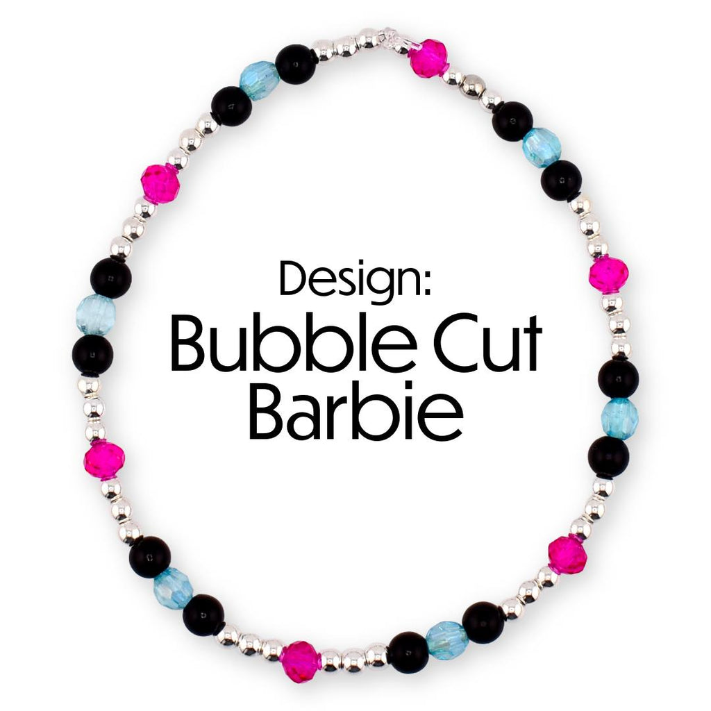 Barbie 1959 Collection Beaded Bracelets: Pink, Black, White, Blue, Silver Accents