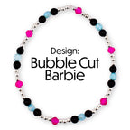 Barbie 1959 Collection Beaded Bracelets: Pink, Black, White, Blue, Silver Accents