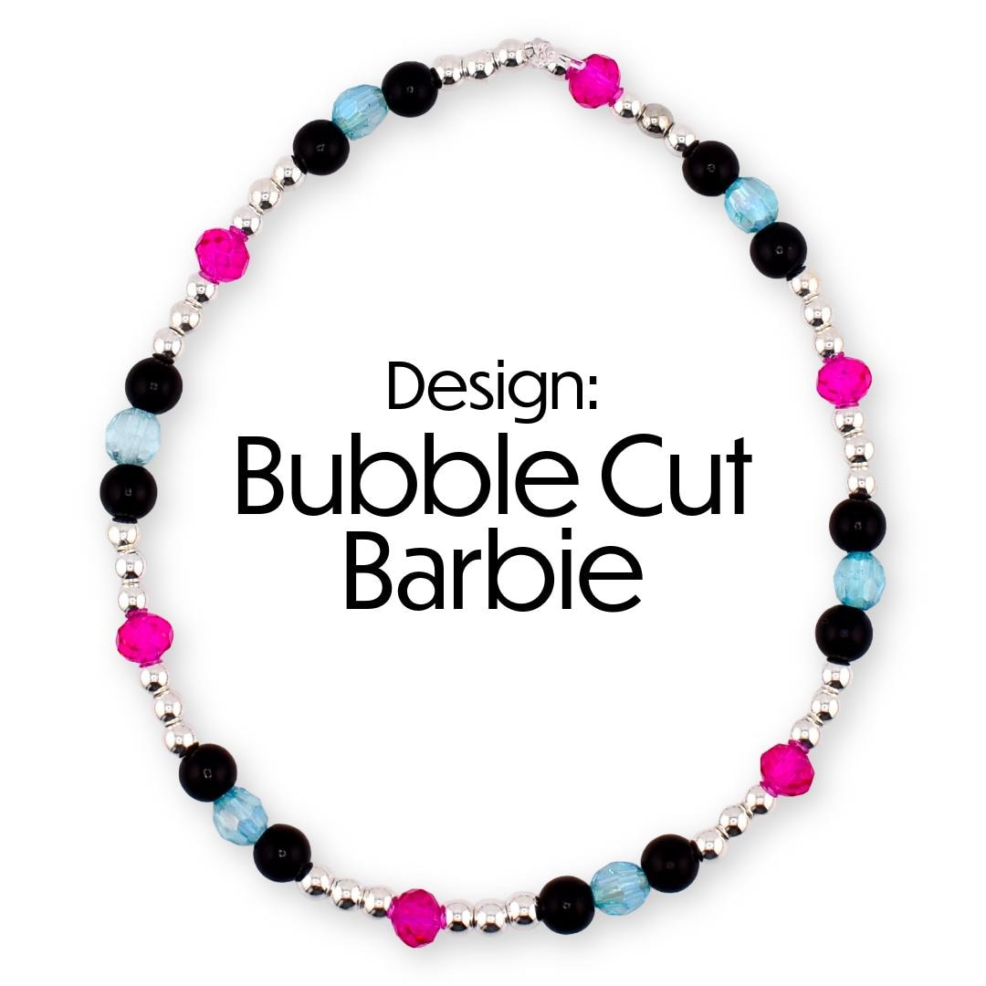 Barbie 1959 Collection Beaded Bracelets: Pink, Black, White, Blue, Silver Accents