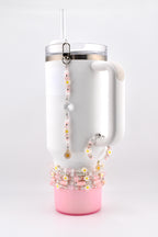 Rose Quartz Bouquet Bracelet Collection: Pink and Silver Beaded Bracelets with Clay Daisy Beads