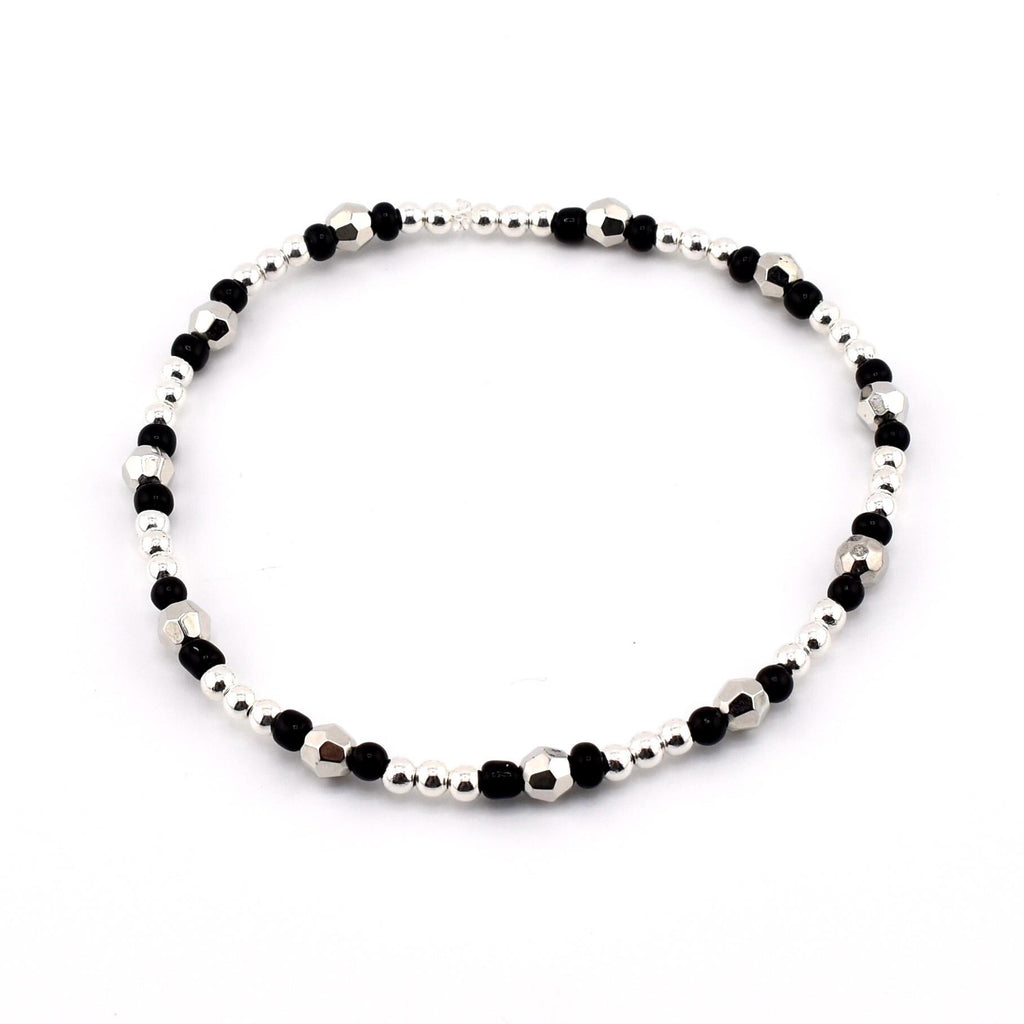 Hypnotic Green Bracelet Collection: Pastel Purple Green and Black Beaded Bracelets