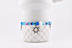 Coastal Charm Bracelet Collection: Teal Blue and Silver Beaded Bracelets with Beach Charms