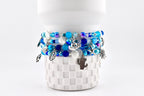 Coastal Charm Bracelet Collection: Teal Blue and Silver Beaded Bracelets with Beach Charms