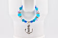 Coastal Charm Tumbler Handle Bracelet: Teal Blue Silver Anchor Charm