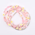 Rose Quartz Bouquet Bracelet Collection: Pink and Silver Beaded Bracelets with Clay Daisy Beads