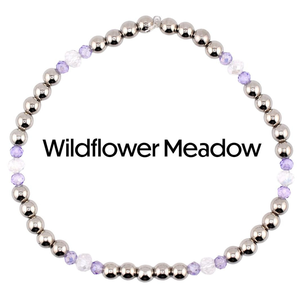 Violet Garden Bracelet Stack | Purple Flower Beaded Stretch Bracelets