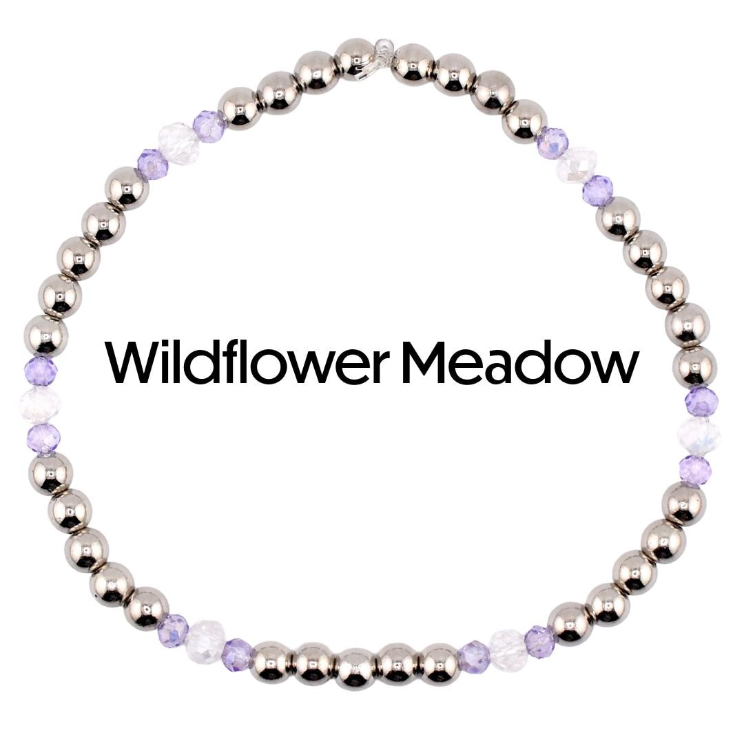 Violet Garden Bracelet Stack | Purple Flower Beaded Stretch Bracelets