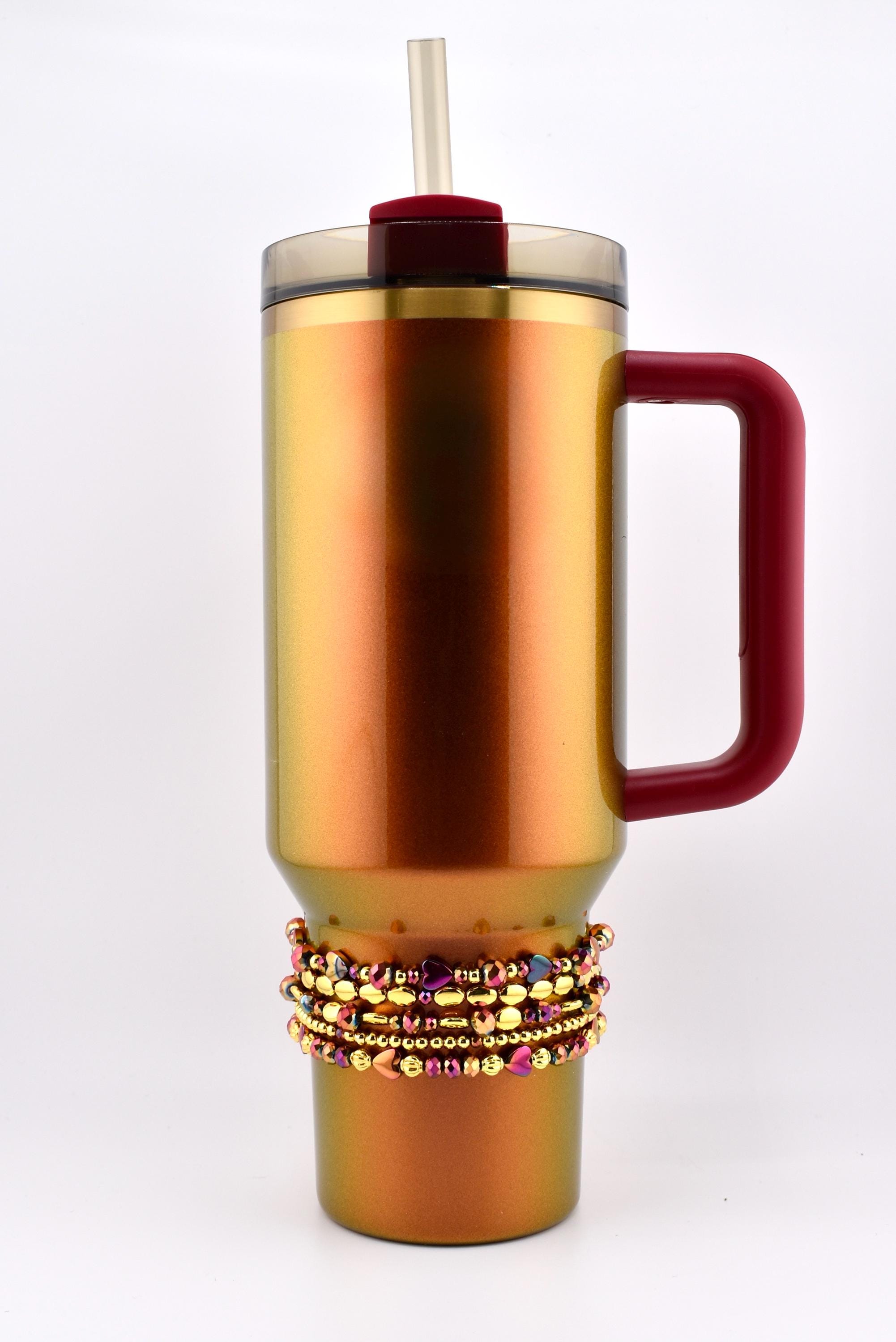 Country Gold Bracelet Collection - Dark Red and Gold Iridescent Beaded Bracelets