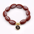 Football Beaded Bracelet with Letter Charm and Gold Accent Beads