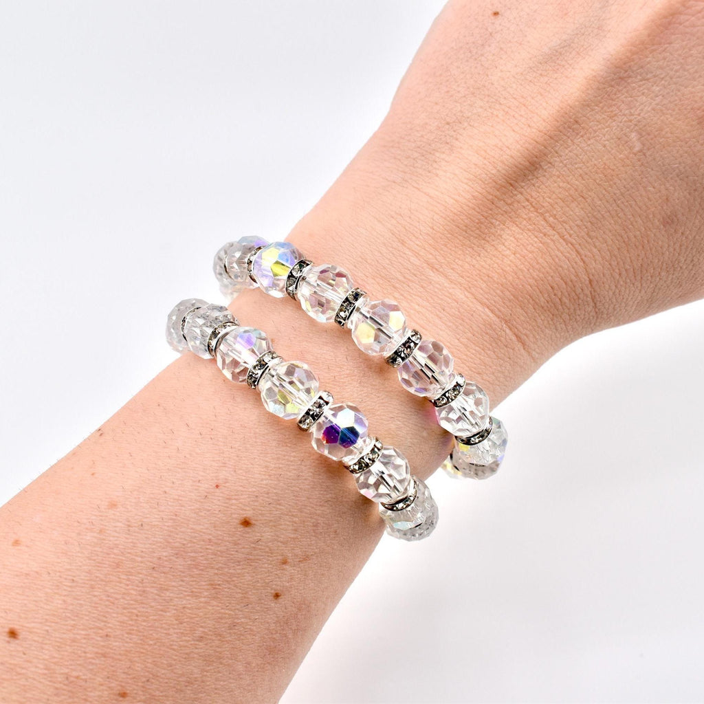 Iridescent Crystal Wrap Bracelet with Sparkling Spacer Beads