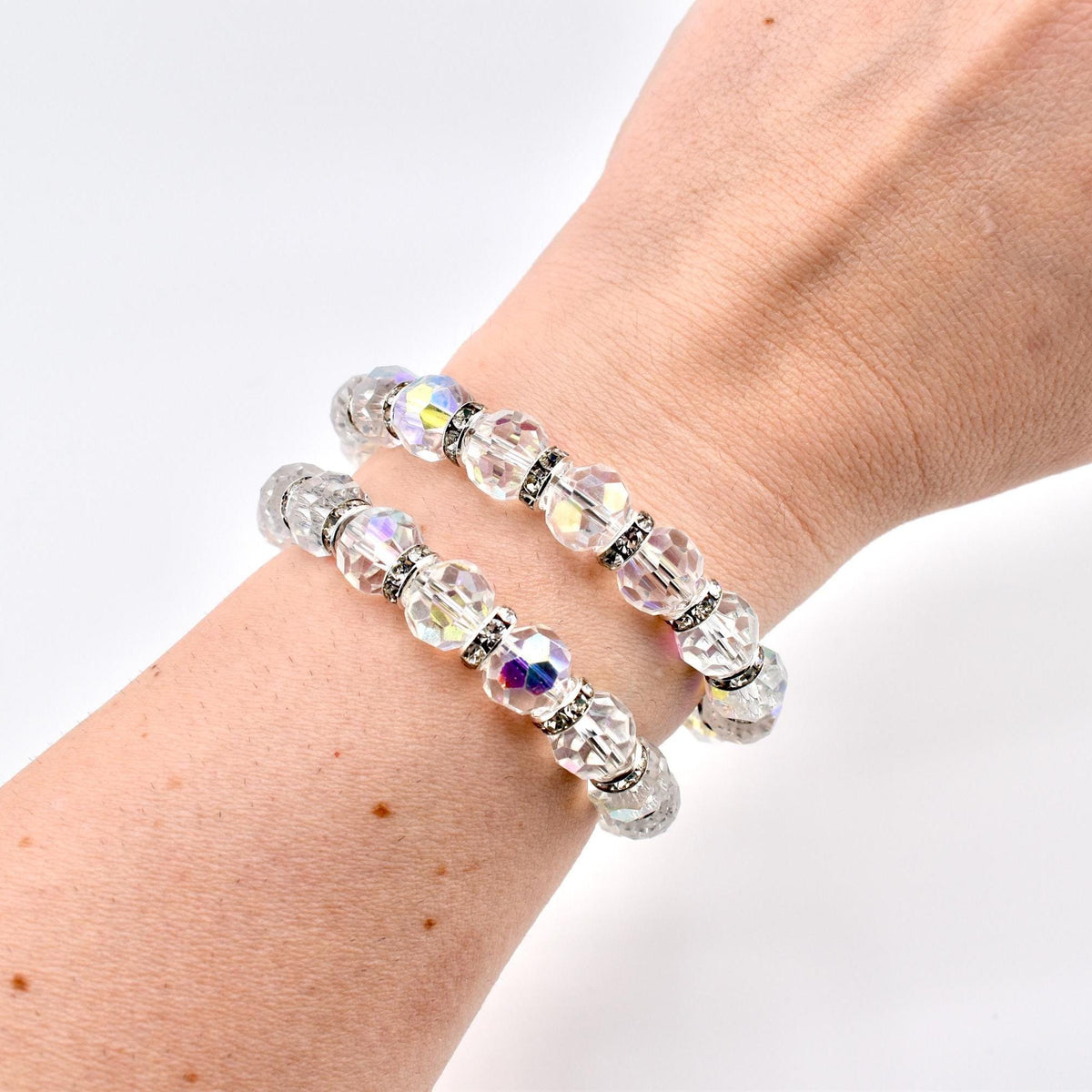 Iridescent Crystal Wrap Bracelet with Sparkling Spacer Beads