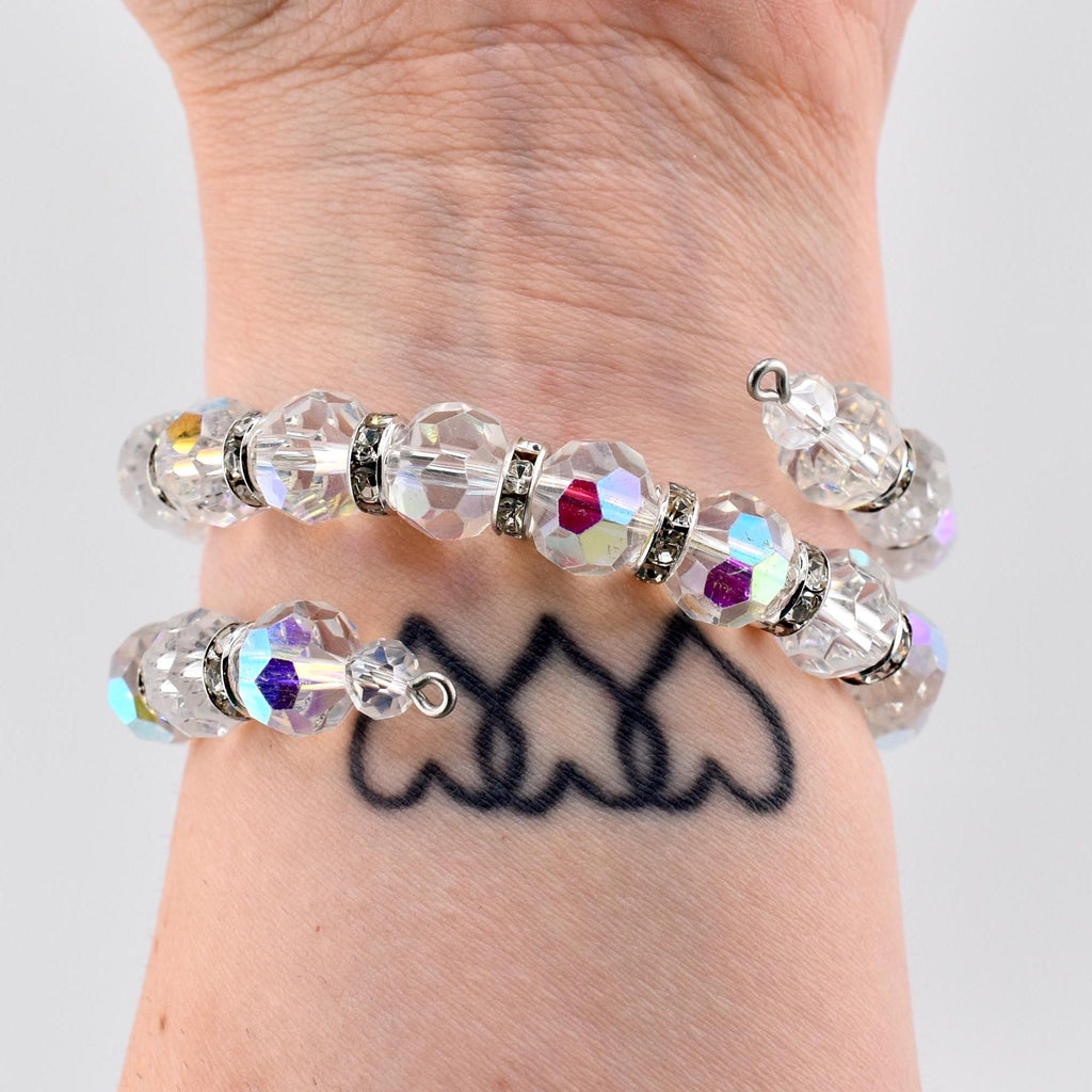 Iridescent Crystal Wrap Bracelet with Sparkling Spacer Beads