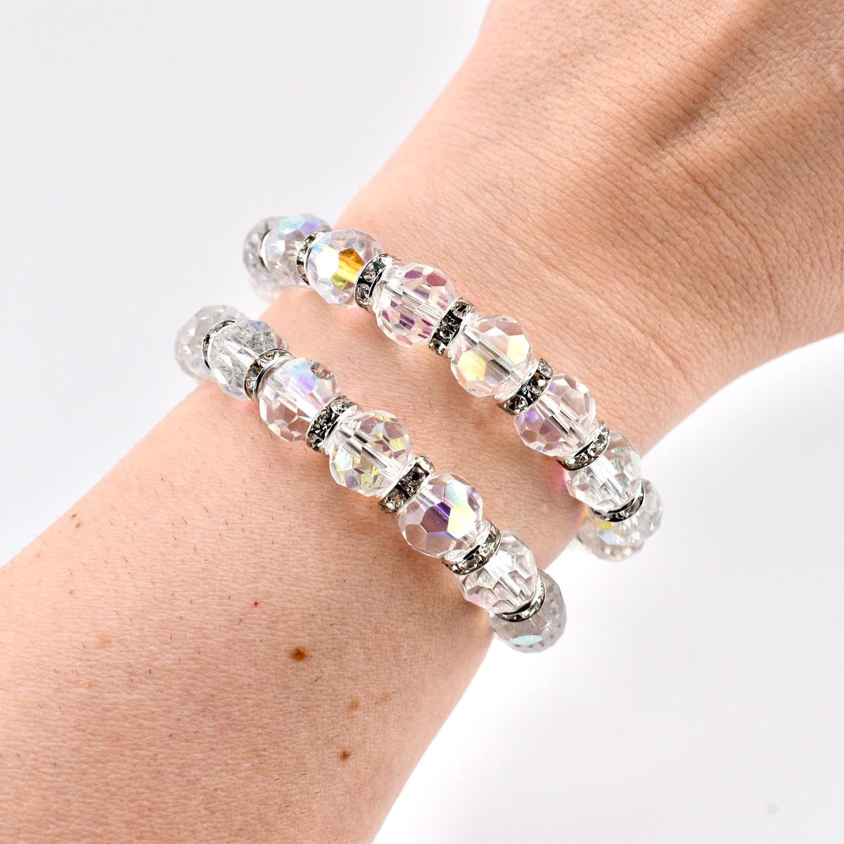 Iridescent Crystal Wrap Bracelet with Sparkling Spacer Beads