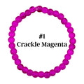 A magenta-colored beaded bracelet. The bracelet is made of round, crackle-textured beads. The text "#1 Crackle Magenta" is displayed in black font.