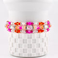 Pink Ginham Bracelet Collection: Pink and Orange Beaded Stretch Bracelets