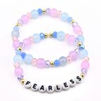 Purple, Blue, and Pink Beaded Bracelet Set: Crystal and Gold Accents