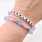 Purple, Blue, and Pink Beaded Bracelet Set: Crystal and Gold Accents