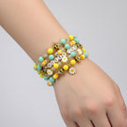Yellow and Mint Bee Charm Bracelet Collection with Daisy Charm