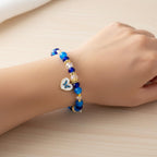 Blue and Gold Butterfly Heart Charm Bracelet