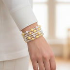 Sunshine Yellow and Pearl Bracelet Stack