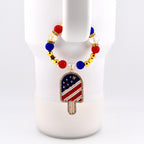 USA Flag Tumbler Handle Charm — Popsicle Flag Charm or Heart Flag Charm