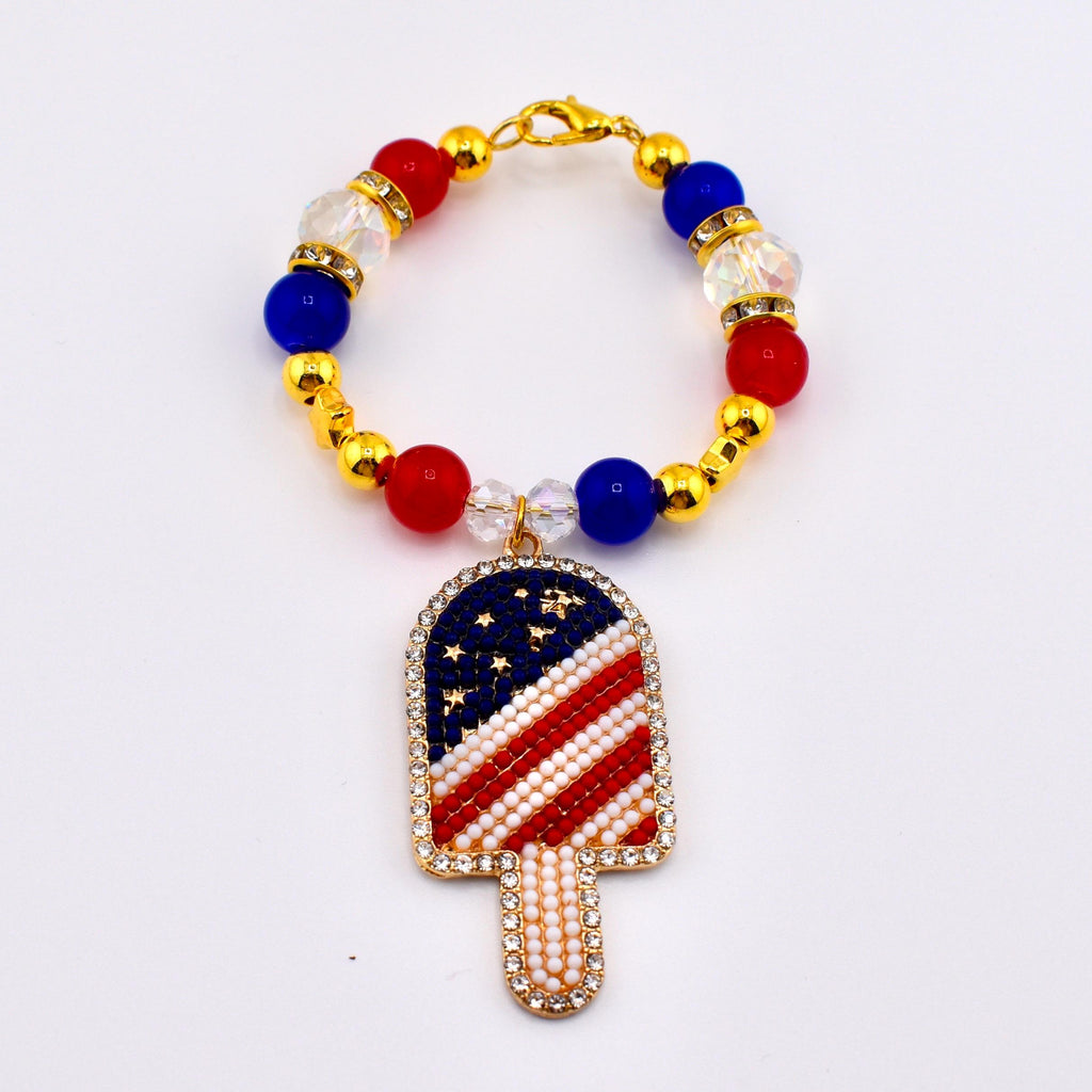 USA Flag Tumbler Handle Charm — Popsicle Flag Charm or Heart Flag Charm