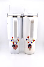 USA Flag Tumbler Handle Charm — Popsicle Flag Charm or Heart Flag Charm