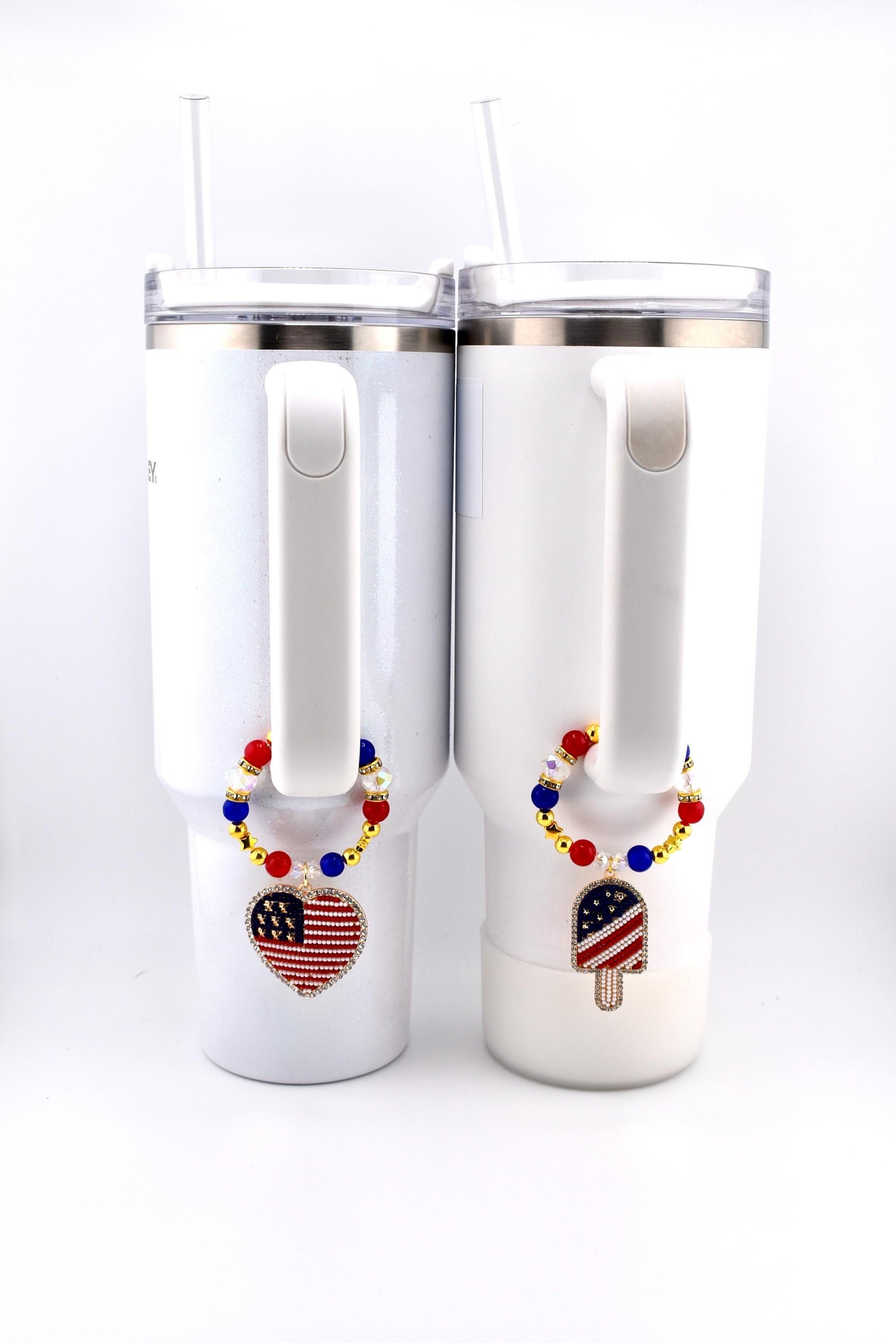 USA Flag Tumbler Handle Charm — Popsicle Flag Charm or Heart Flag Charm